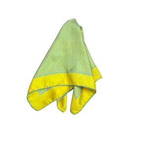 Vintage Gold Green Hexagon Circles 100% Silk 19"  Scarf Pocket Square